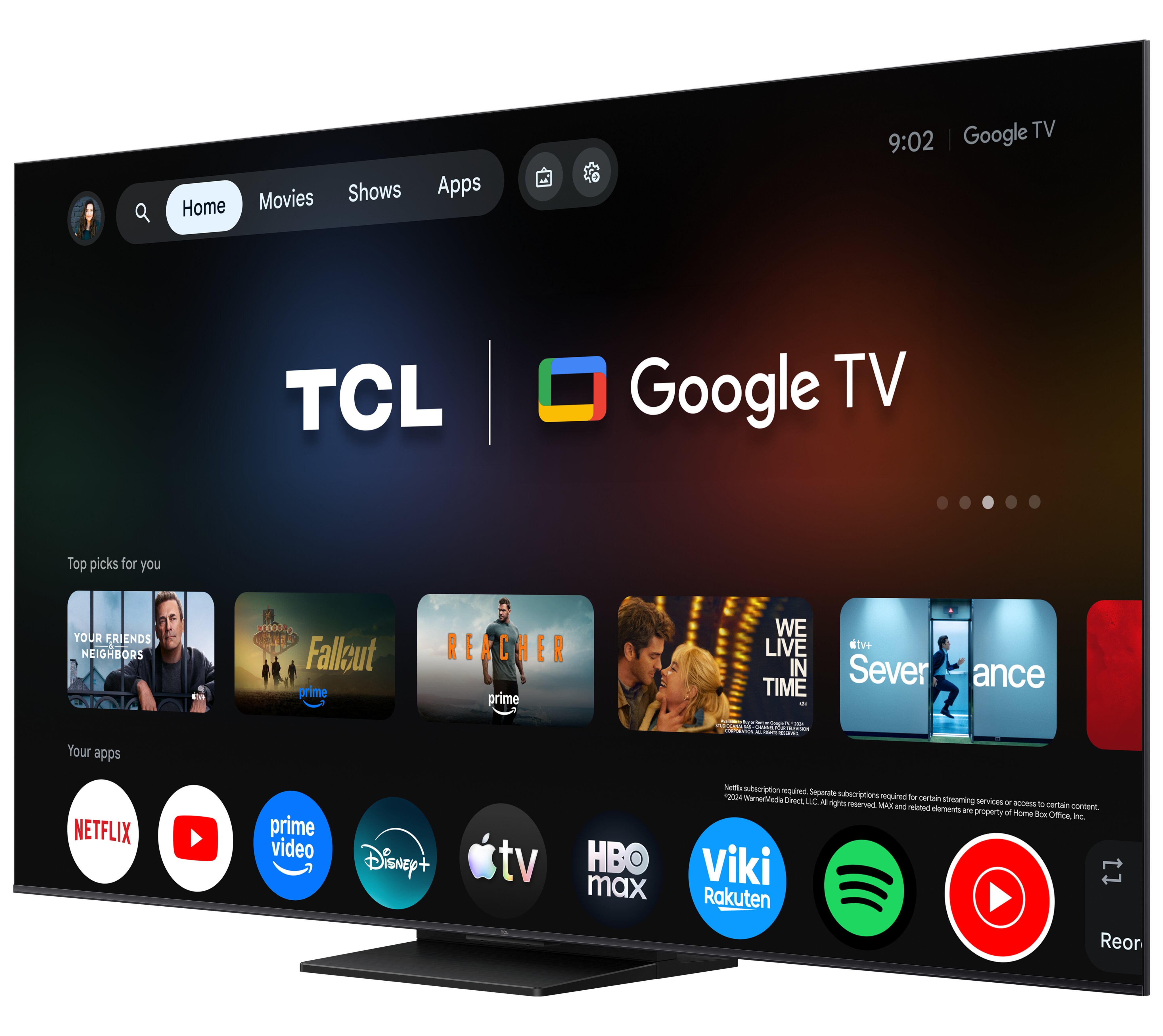 TV QD-MiniLED 75" (189 cm) TCL 75C6K PRO, 4K HDR 1000 nits, Google TV, Dolby Vision & Atmos, Sistema de Som 2.1 Onkyo, 144 Hz, AirPlay 2 Aço escuro-4