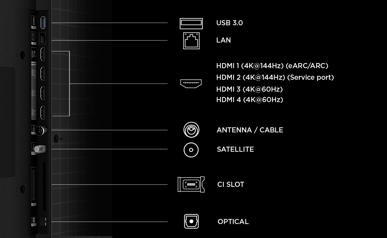 TV QD-MiniLED 75" (189 cm) TCL 75C6K PRO, 4K HDR 1000 nits, Google TV, Dolby Vision & Atmos, Sistema de Som 2.1 Onkyo, 144 Hz, AirPlay 2 Aço escuro-9