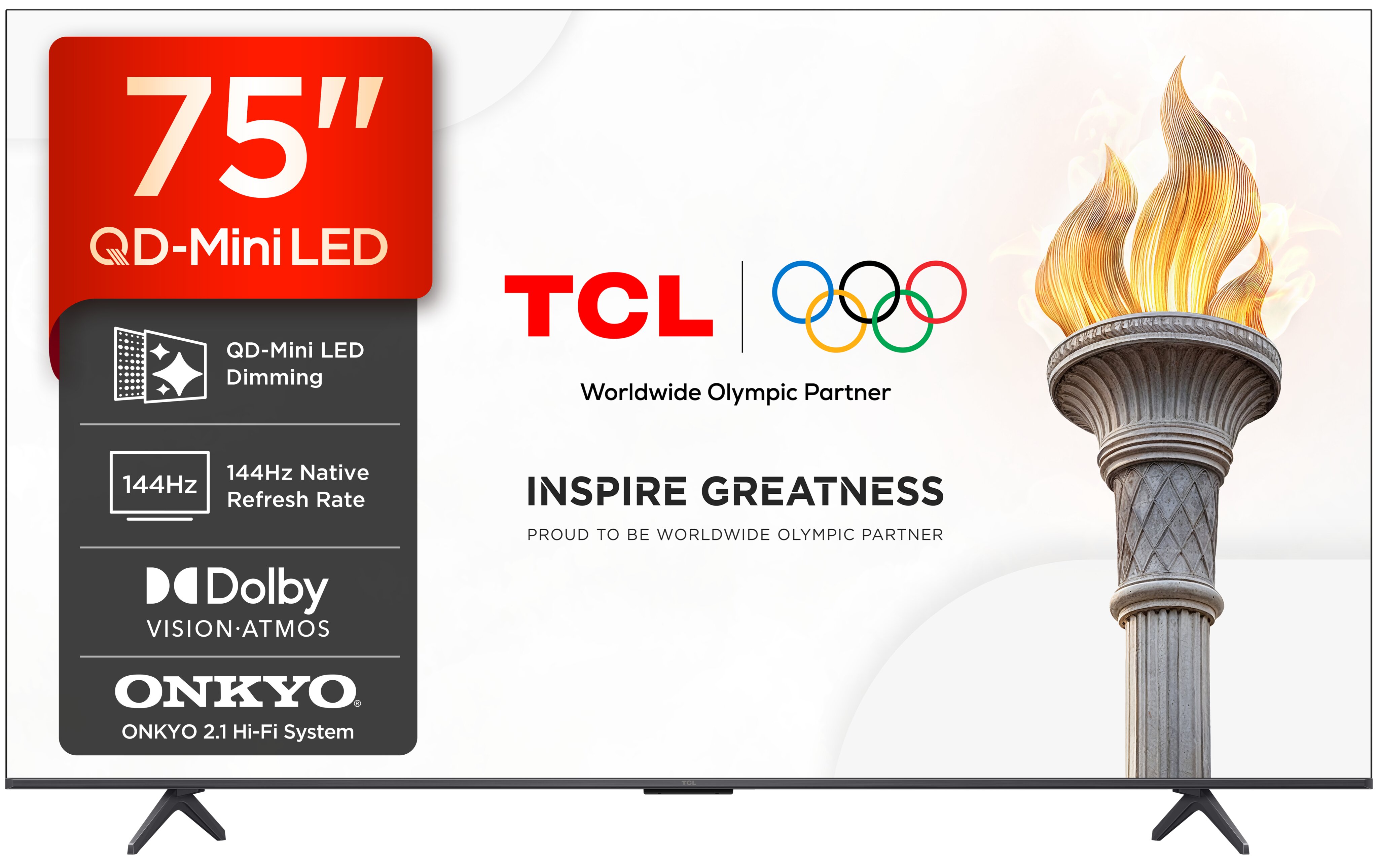 TV QD-MiniLED 75" (189 cm) TCL 75P8L, 4K HDR, Google TV, 144 Hz VRR, Sistema de Som 2.1 Onkyo - Aço Escuro Aço escuro-2