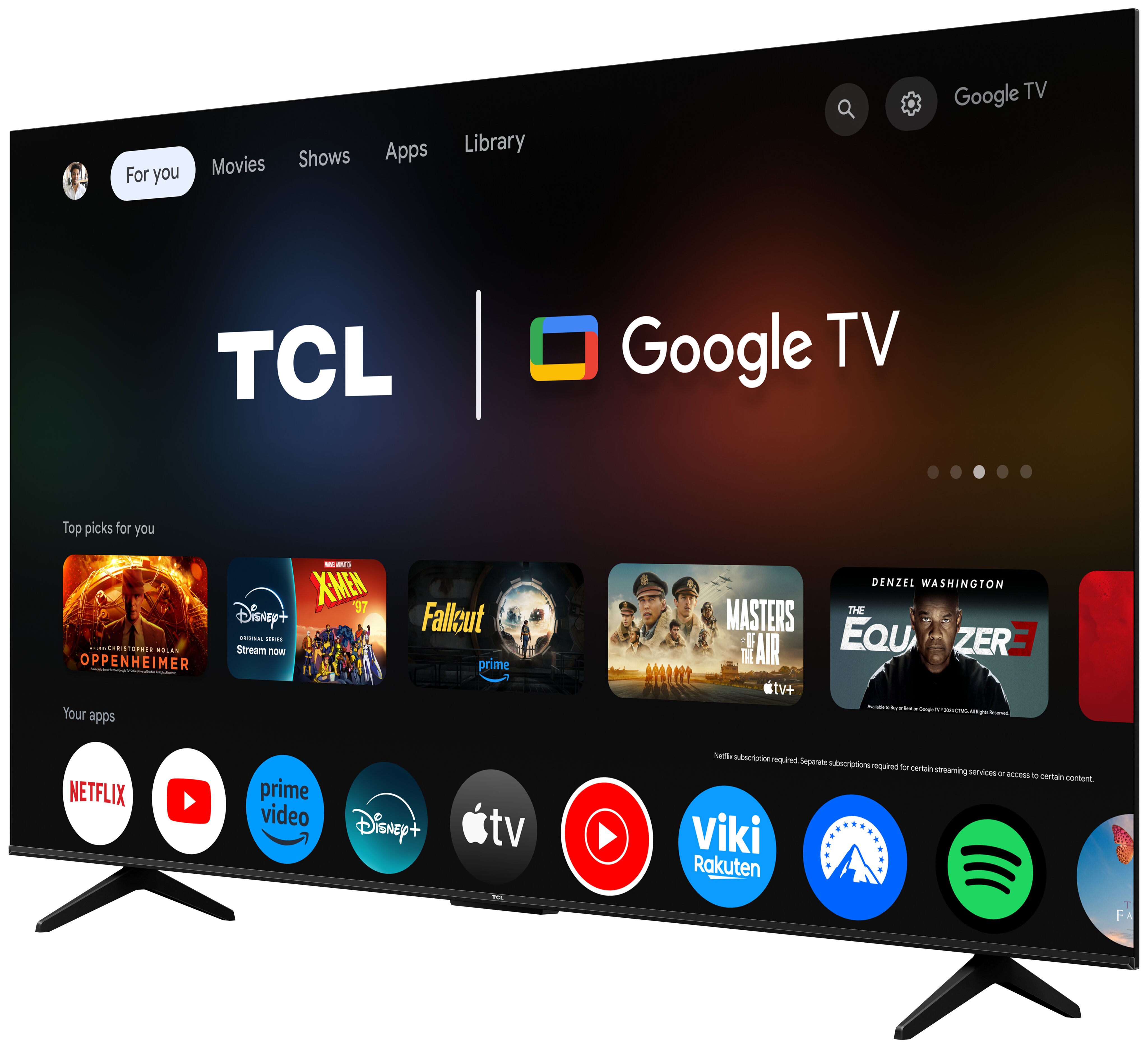 TV QLED 75" (189 cm) TCL 75T69C, 4K HDR, Direct LED, Google TV, Dolby Vision & Atmos, HDR10+, Game Master, VRR - Aço Escuro Aço escuro-4