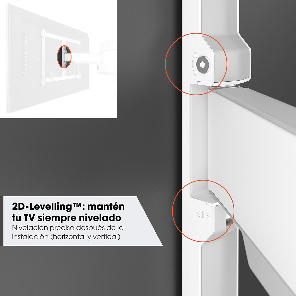 Suporte de Parede Giratório TVM 5445 da Vogel para Televisores de 32" a 65" Branco-5