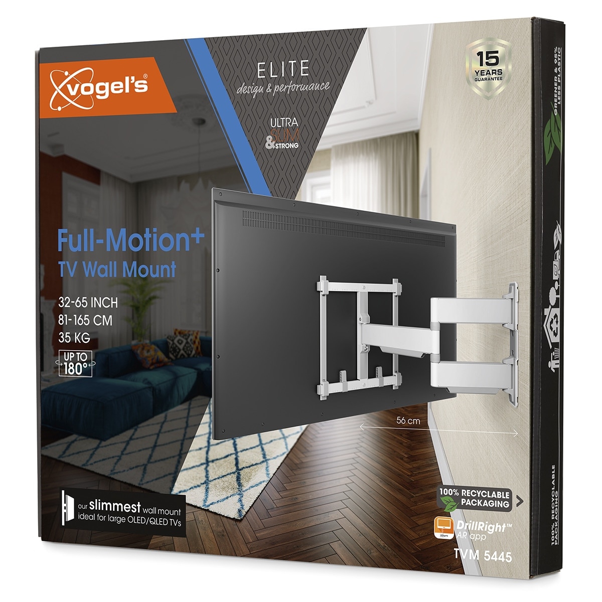 Suporte de Parede Giratório TVM 5445 da Vogel para Televisores de 32" a 65" Branco-7