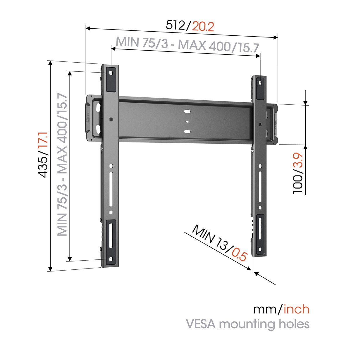Suporte de Parede Fixo TVM 5505 para TV 32" a 77" Ultra Slim até 75 kg Preto-2