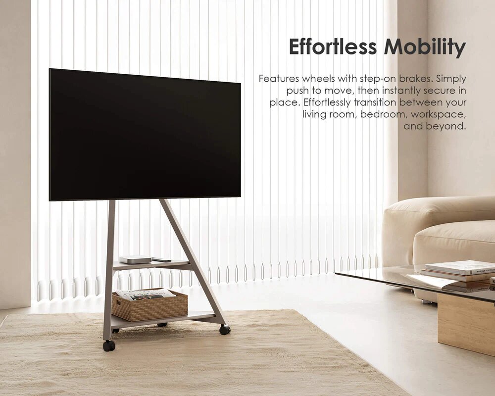 Suporte de Chão para Televisão Eiffel FT65 com Rodas Cinza Morandi 6