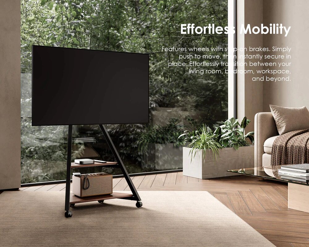 Suporte de Chão para Televisão Eiffel FT65 com Rodas Nogueira 6