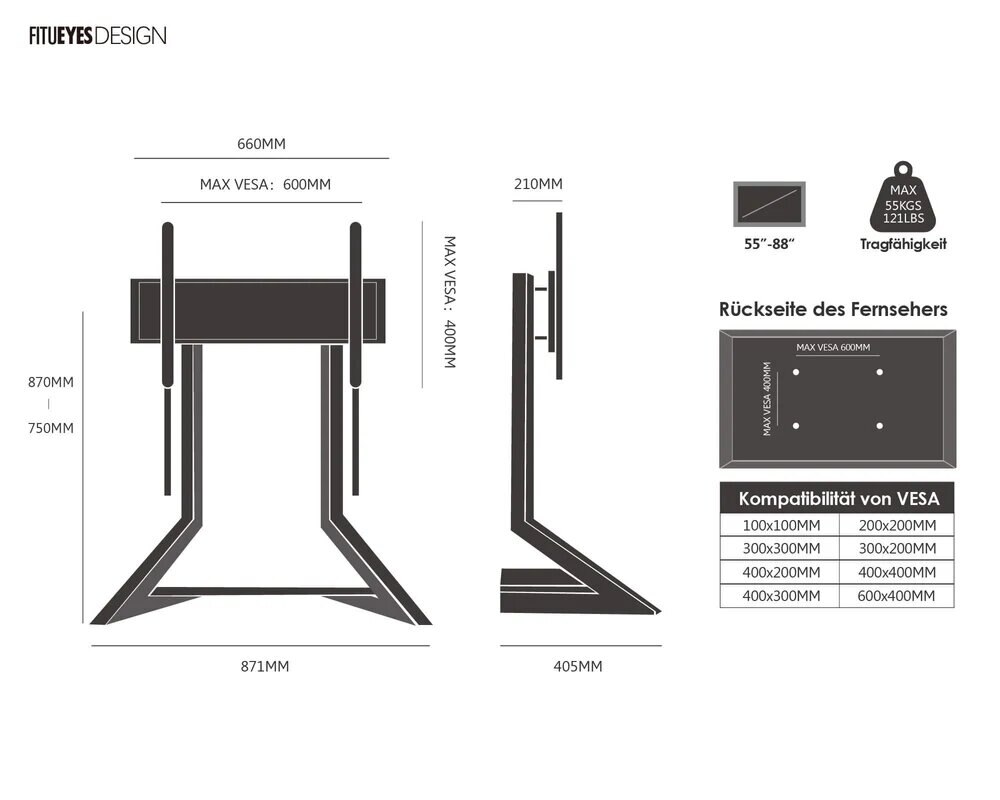 Suporte de mesa para televisão Eiffel V2 TT88 Preto 6