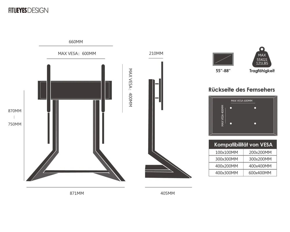 Suporte de mesa para televisão Eiffel V2 TT88 Nogueira 6