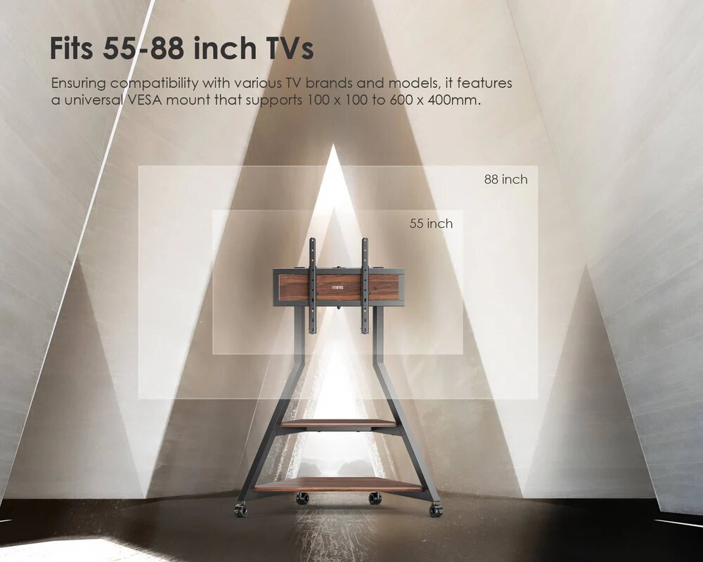 Suporte de Chão para TV Fitueyes Eiffel V2 FT88 com Rodas - Walnut Walnut-3
