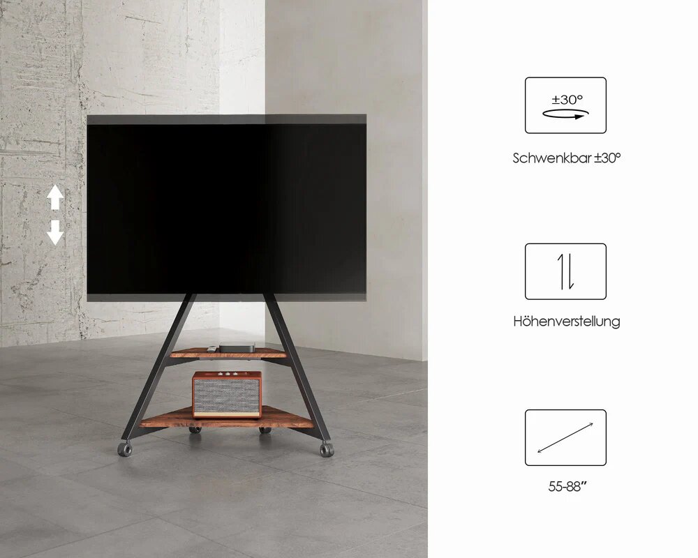 Suporte de Chão para TV Fitueyes Eiffel V2 FT88 com Rodas - Walnut Walnut-4