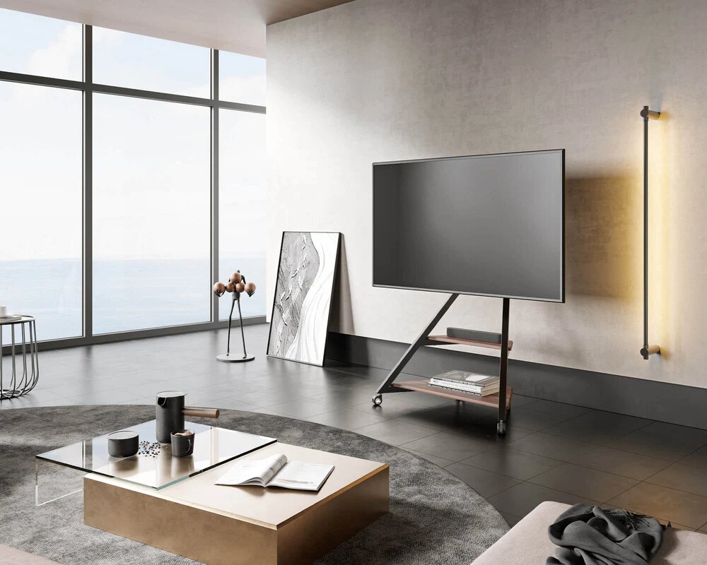 Suporte de Chão para TV Fitueyes Eiffel V2 FT88 com Rodas - Walnut Walnut-5