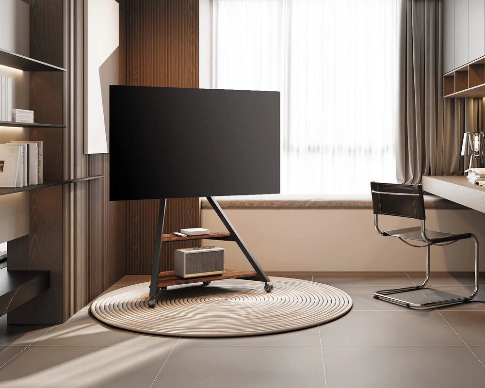 Suporte de Chão para TV Fitueyes Eiffel V2 FT88 com Rodas - Walnut Walnut-6