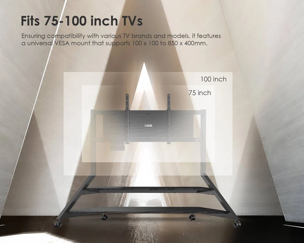 Suporte de Chão para Televisão Eiffel V2 FT100 com Rodas Preto 5