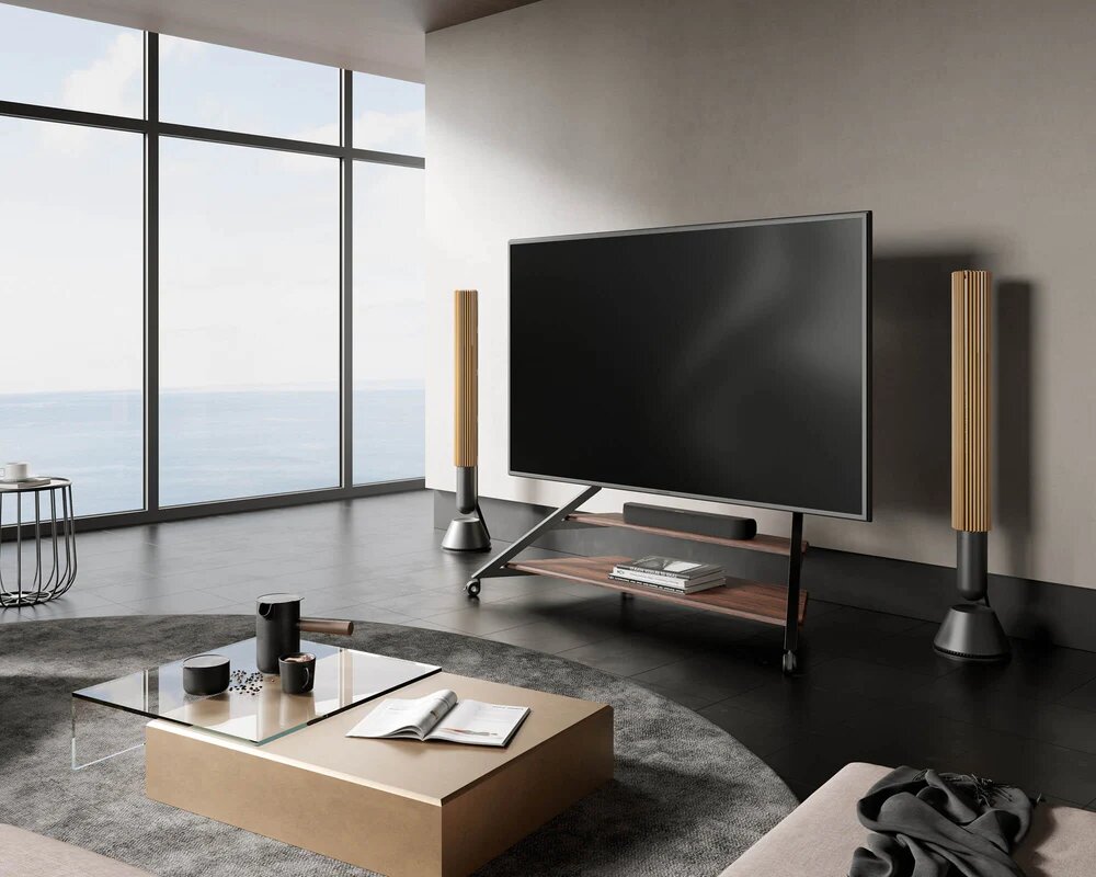 Suporte de Chão para TV Fitueyes Eiffel V2 FT100 com Rodas - Walnut Walnut-2