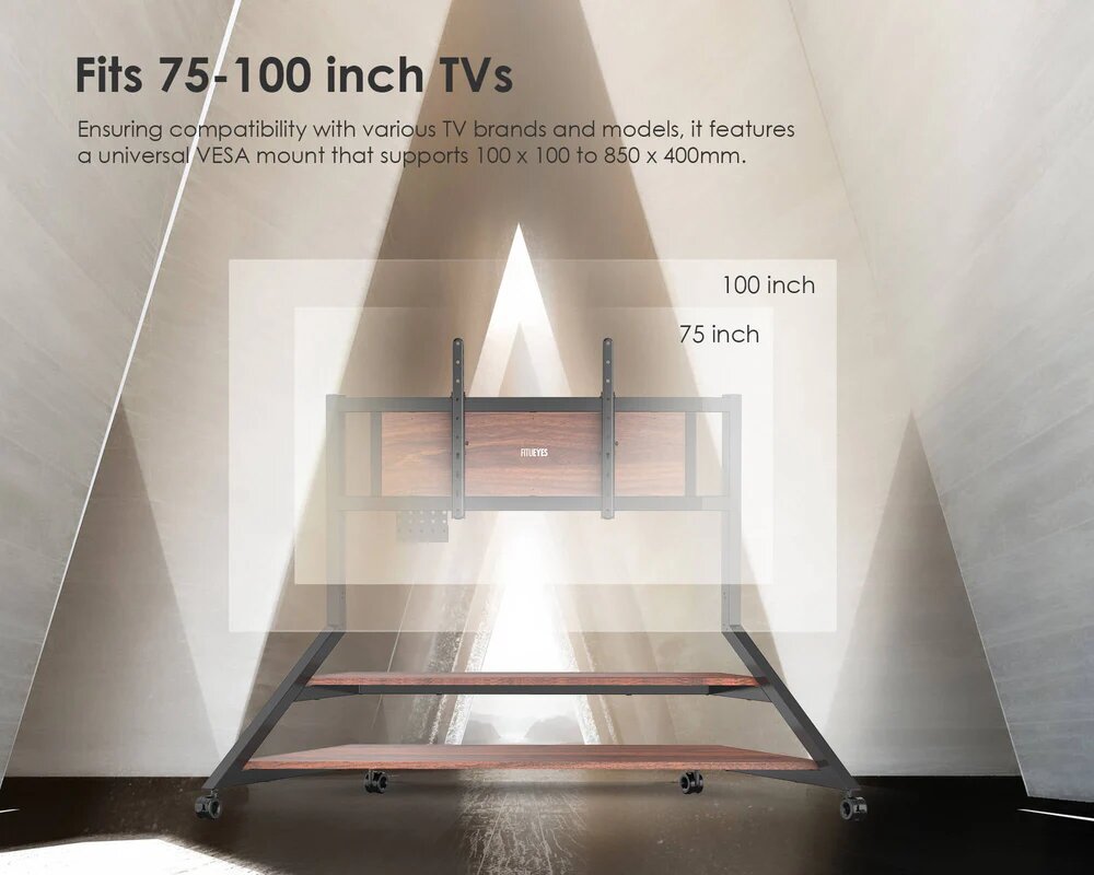 Suporte de Chão para TV Fitueyes Eiffel V2 FT100 com Rodas - Walnut Walnut-3