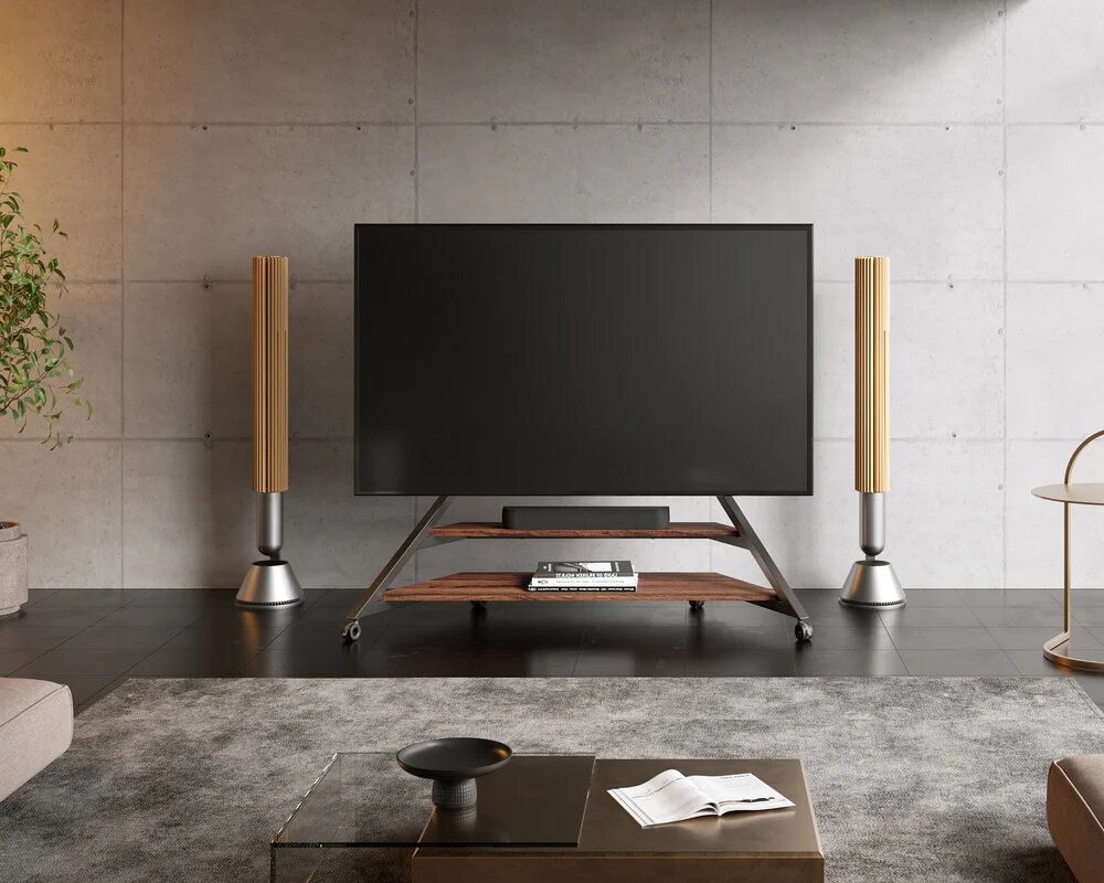 Suporte de Chão para TV Fitueyes Eiffel V2 FT100 com Rodas - Walnut Walnut-5