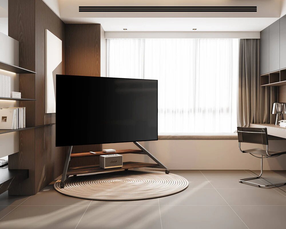 Suporte de Chão para TV Fitueyes Eiffel V2 FT100 com Rodas - Walnut Walnut-6