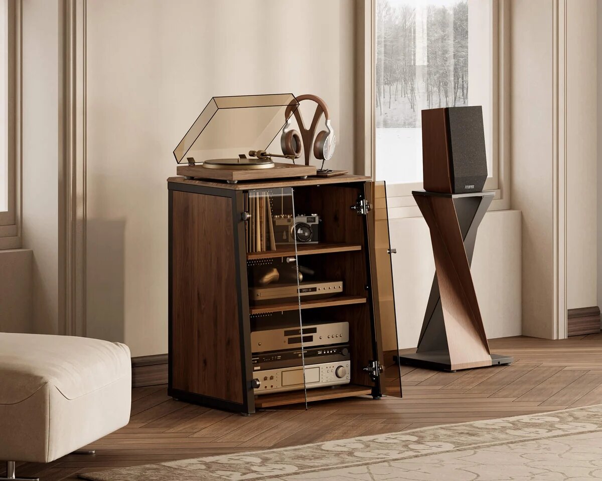 Rack Hi?Fi Fechado Fitueyes Eiffel V2 AS07 - Walnut Walnut-2