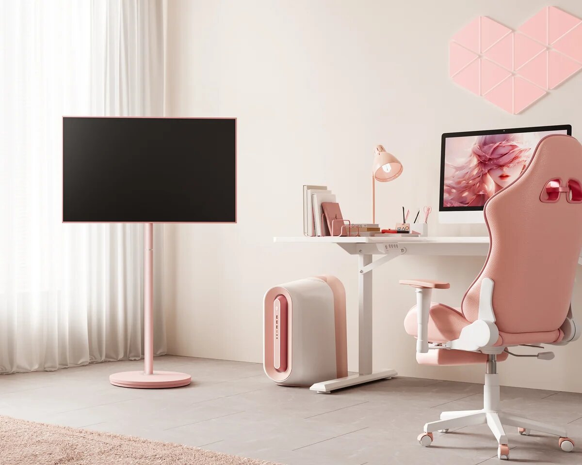 Suporte de Chão para TV Fitueyes Master V2 FT48  com Rodas - Pink Pink-4