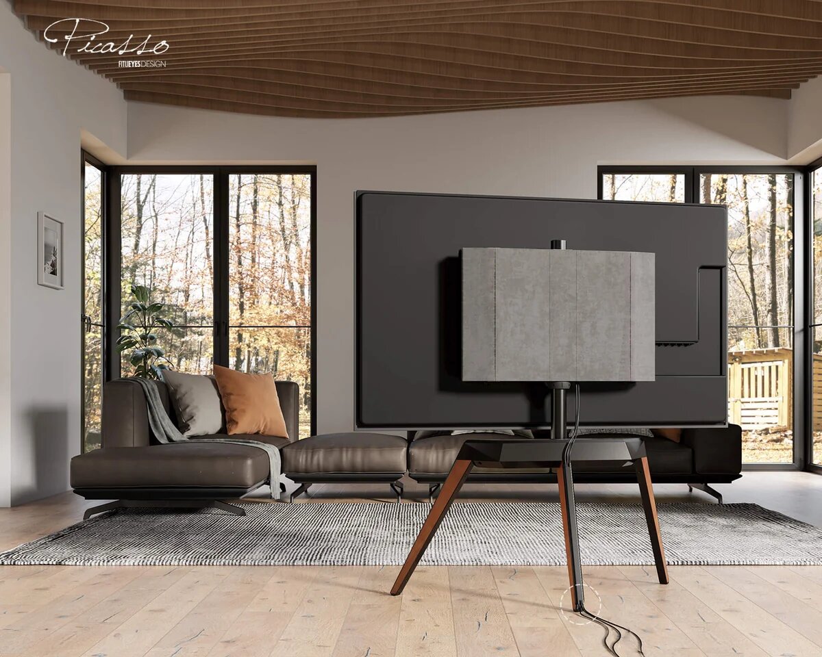 Suporte de Chão para TV Fitueyes Picasso FT78 - Walnut Walnut-4