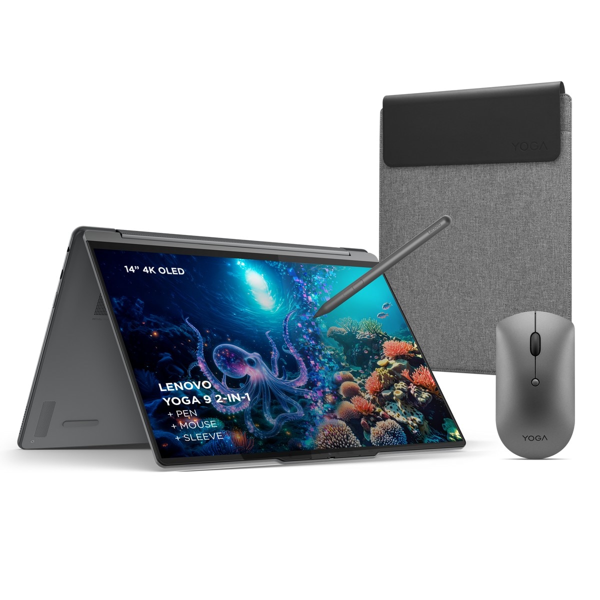 Imagem 0 de Computador Portátil 2 em 1 Lenovo C+ YOGA 9 2-IN-1 14ILL10-507 14", 4K OLED, U7-258V, RAM 32 GB, 1TB, ARC, W11H - Cinzento + PEN + MOUSE + SLEEVE AURA