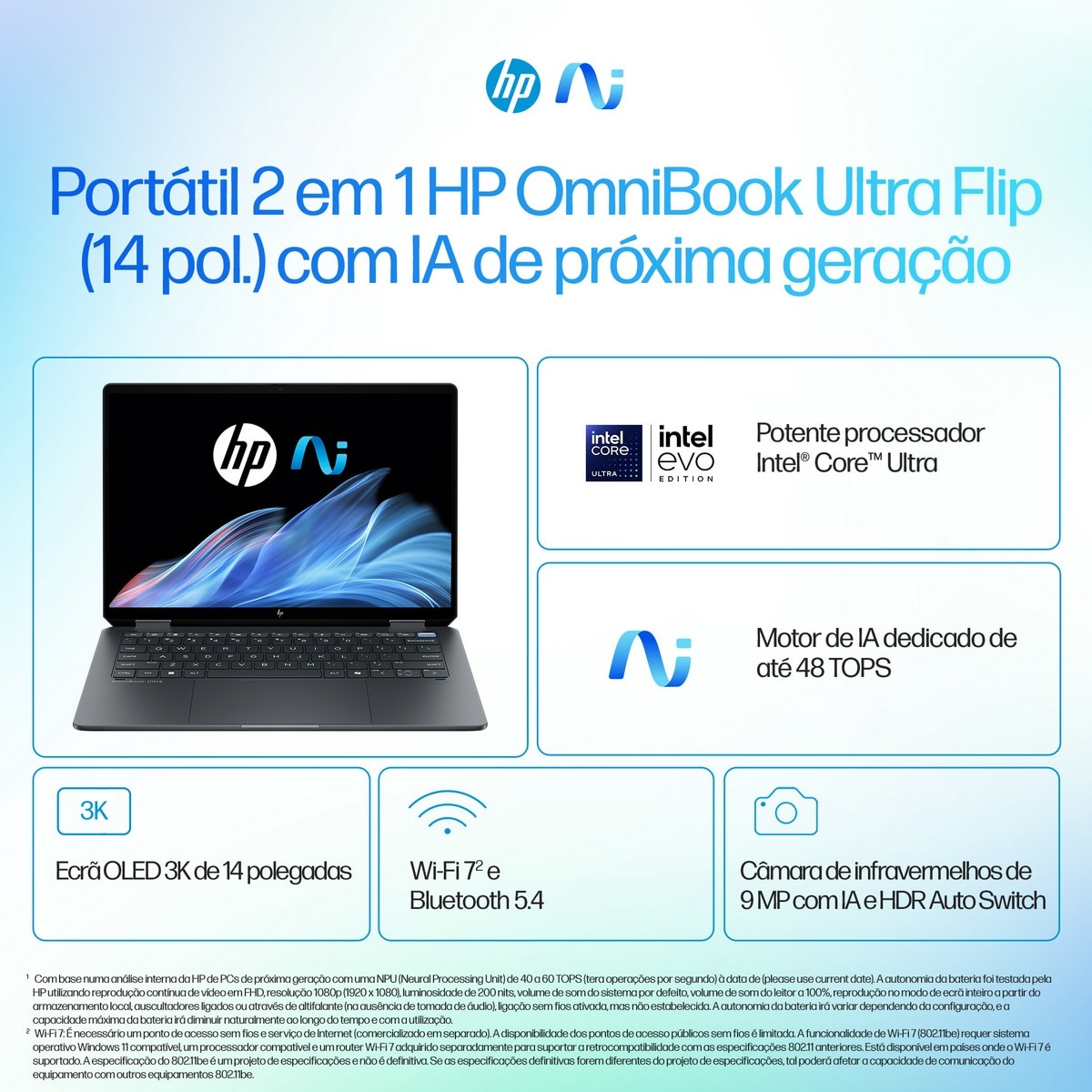 Computador Portátil HP OmniBook Ultra Flip Laptop 14-fh0021np,14", Ecrã tátil, Intel Core Ultra 7, RAM,1TB SSD, 3K, Windows 11 Home - Cinzento Eclipse Gray-2