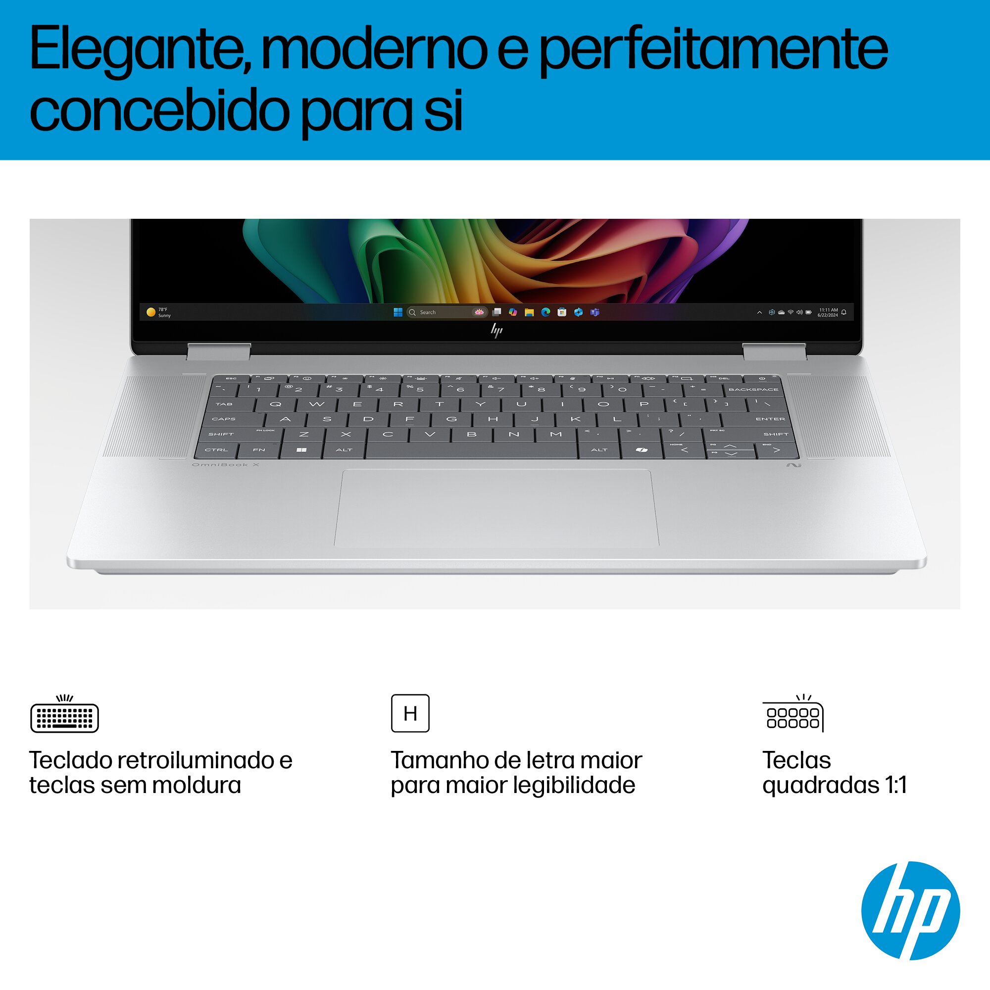 Computador Portátil 2 em 1 HP OmniBook X FlipNGAI 16-as0006np, Ultra 7-258V (8C), Intel Arc 140V GPU, RAM 32GB, 2 TB, com PEN, Microsoft Modern - Prata Glaciar Prateado Glaciar-13