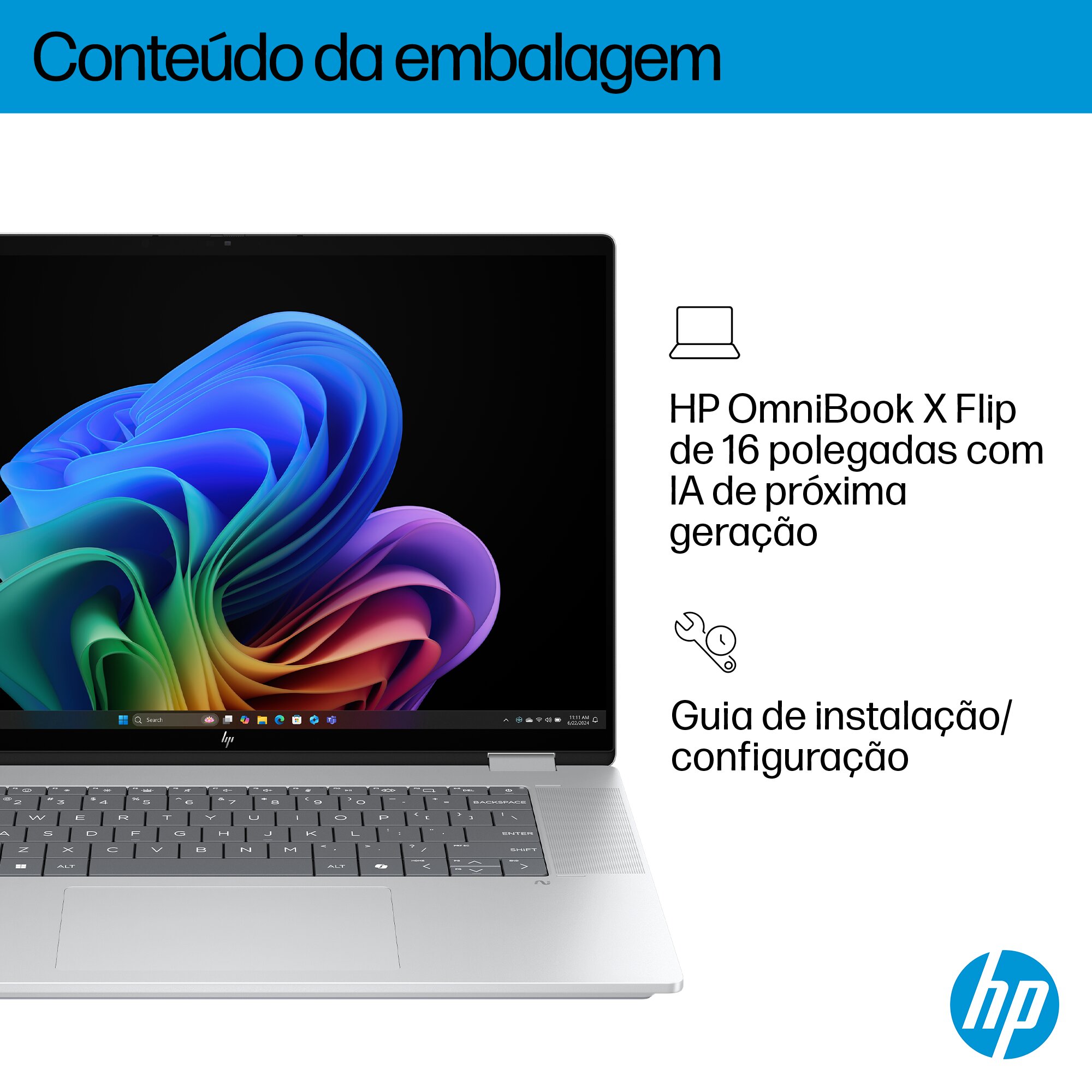 Computador Portátil 2 em 1 HP OmniBook X FlipNGAI 16-as0006np, Ultra 7-258V (8C), Intel Arc 140V GPU, RAM 32GB, 2 TB, com PEN, Microsoft Modern - Prata Glaciar Prateado Glaciar-17