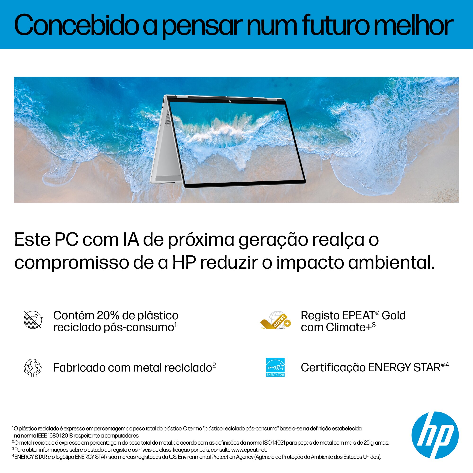 Computador Portátil 2 em 1 HP OmniBook X FlipNGAI 16-as0006np, Ultra 7-258V (8C), Intel Arc 140V GPU, RAM 32GB, 2 TB, com PEN, Microsoft Modern - Prata Glaciar Prateado Glaciar-18