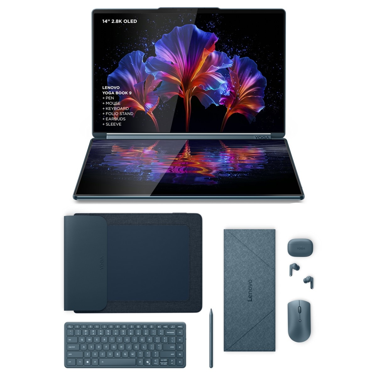 Imagem 0 de Computador Portátil Lenovo Yoga Book 9 14IAH10-058 2x 14" Touch Ultra 7 255H, RAM 32GB, SSD 1TB, Intel Graphics, W11 Home Azul + Teclado + Rato + Pen
