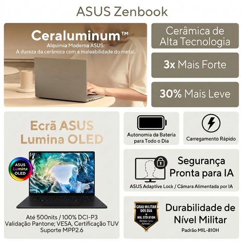 Computador Portátil Asus Zenbook Duo UX8407AA-U93AOHDCB1 OLED, 14", Intel® Core™ Ultra 9 386H, 32GB ,1TB SSD + Sleeve + Pen 8
