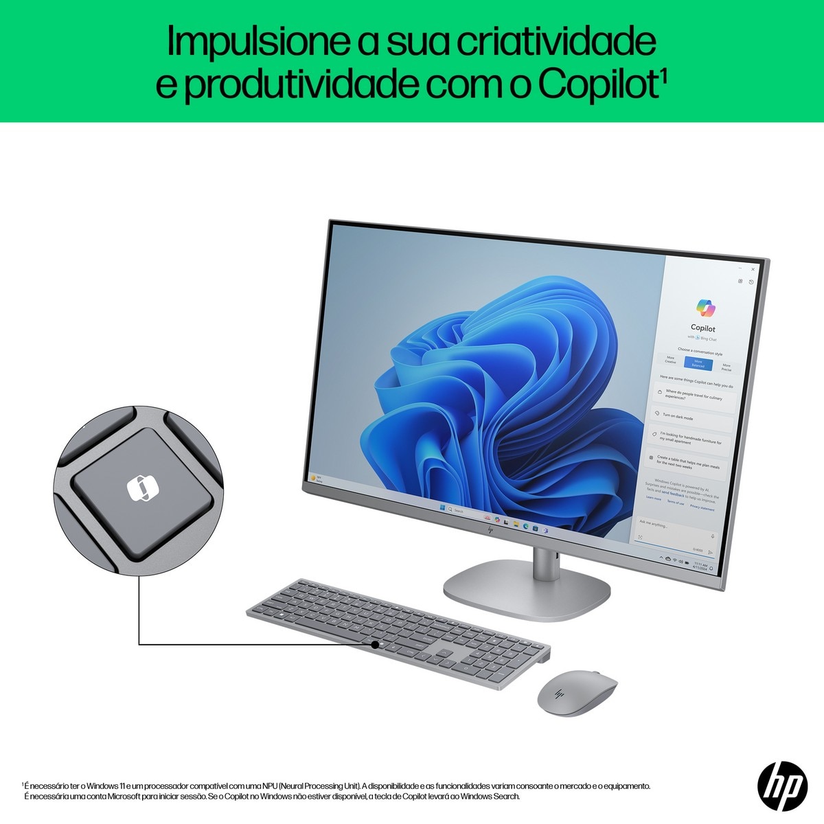Computador All-in-One HP OmniStudio X 32-c0000np (AV6B2EA) Intel® Core™ Ultra 7 155H, Windows 11 Home, 1TB SSD, 32 GB DDR5 - Prata Meteoro Prata-7