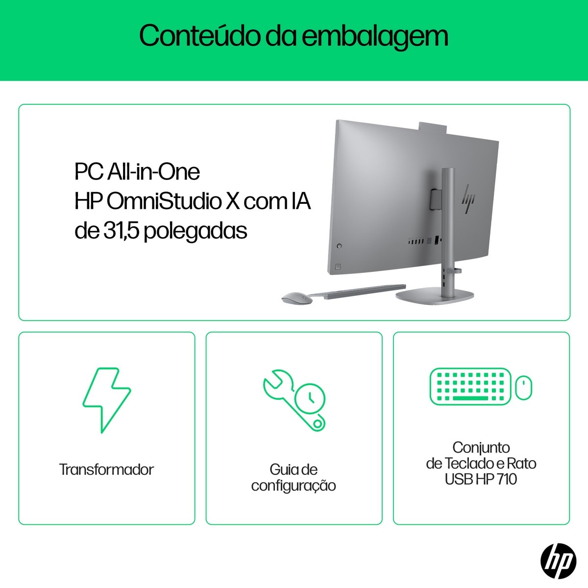 Computador All-in-One HP OmniStudio X 32-c0000np (AV6B2EA) Intel® Core™ Ultra 7 155H, Windows 11 Home, 1TB SSD, 32 GB DDR5 - Prata Meteoro Prata-11