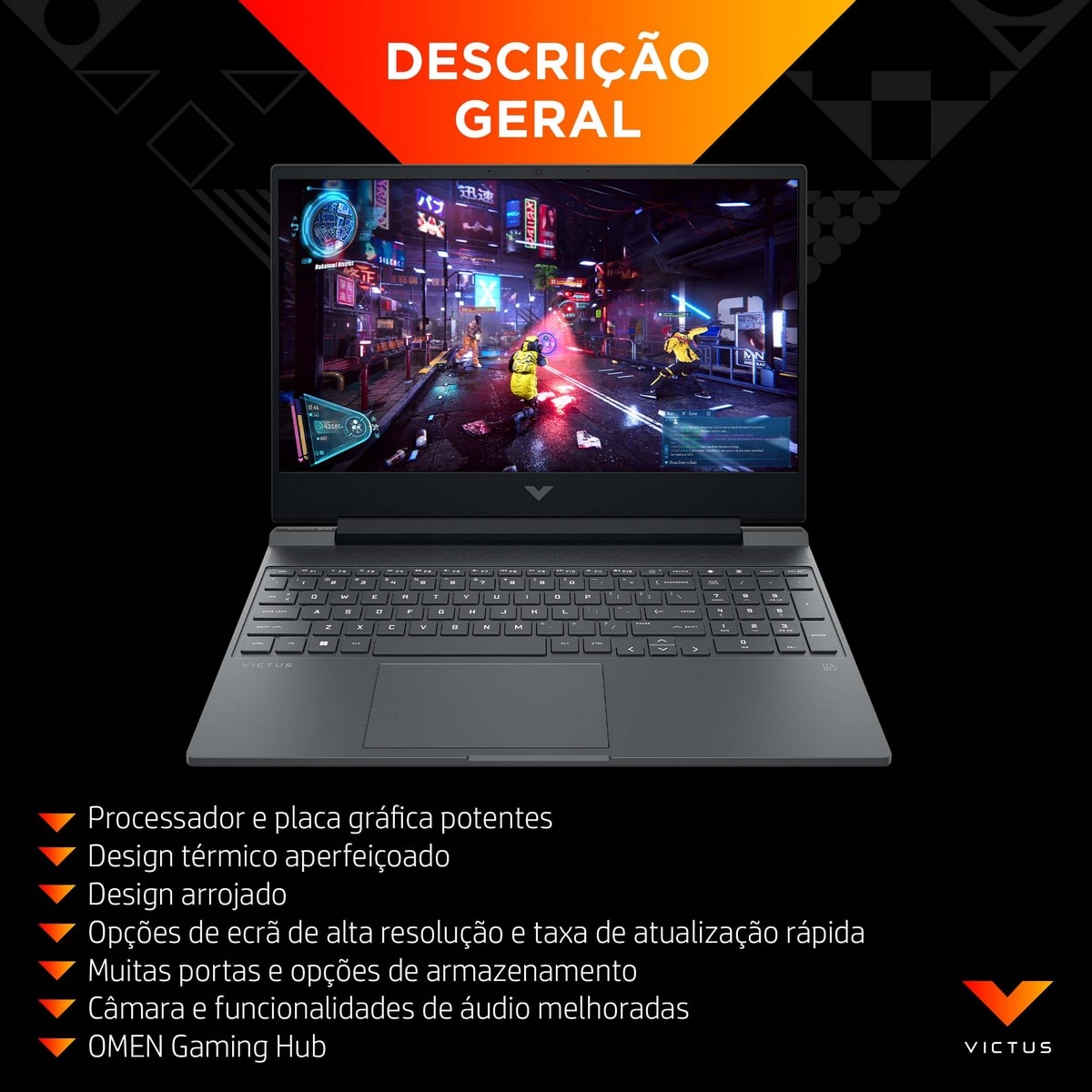 Computador Portátil HP Victus Gaming Laptop 15-fb3029np - Preto Cromado 3