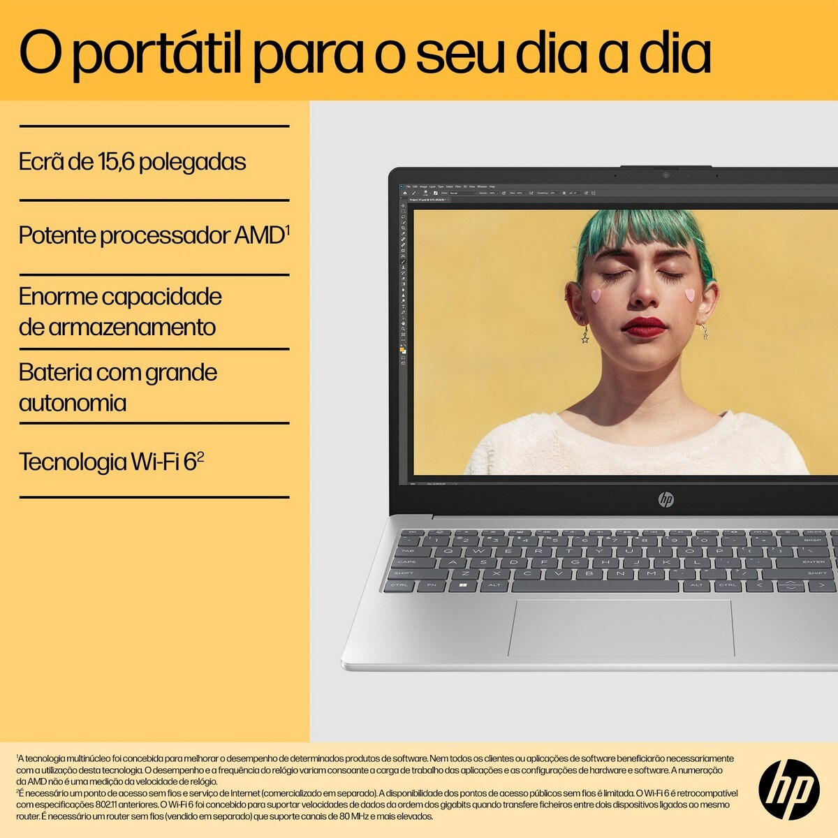 Computador Portátil HP Laptop 15-fc0094np, Windows 11 Home, 15.6", AMD Ryzen™ 5, 16GB RAM, 512GB SSD, FHD - Prateado Natural 3