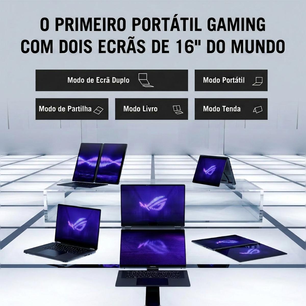 Computador Portátil Asus ROG 16"(40,6cm) Zephyrus Duo GX651AR-U93AOT57CB1 IntelCore Ultra 9 386H Híbrido (2em1) Ecrã tátil 3K 32GB LPDDR5x-SDRAM 1TB SSD NVIDIAGeForce RTX5070 Ti Wi-Fi7 (802.11be) W11H Cinzento-8