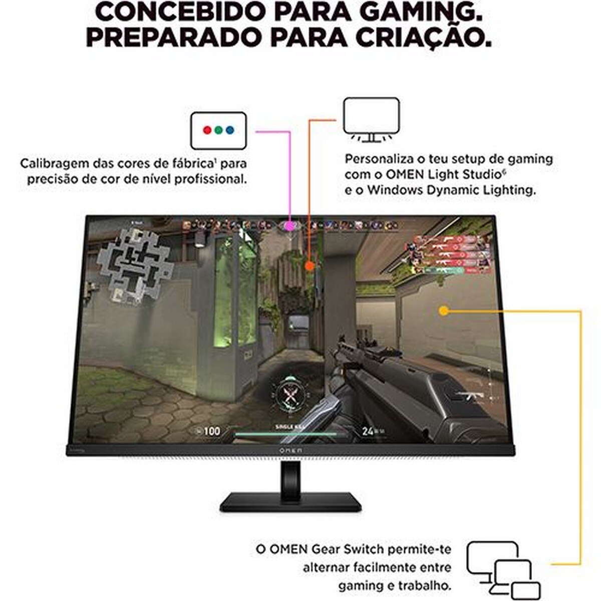 Monitor Gaming HP Omen Transcend 31.5", 4K - Preto Branco / Preto-6