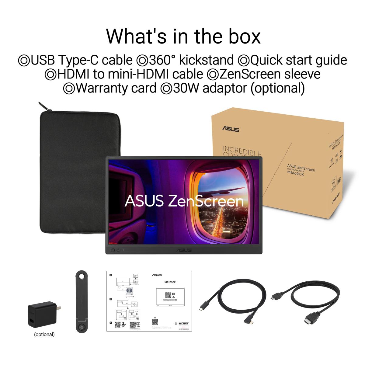 Monitor Portátil Asus 15.6" ZenScreen MB169CK IPS FHD 16:9 60Hz Preto-7