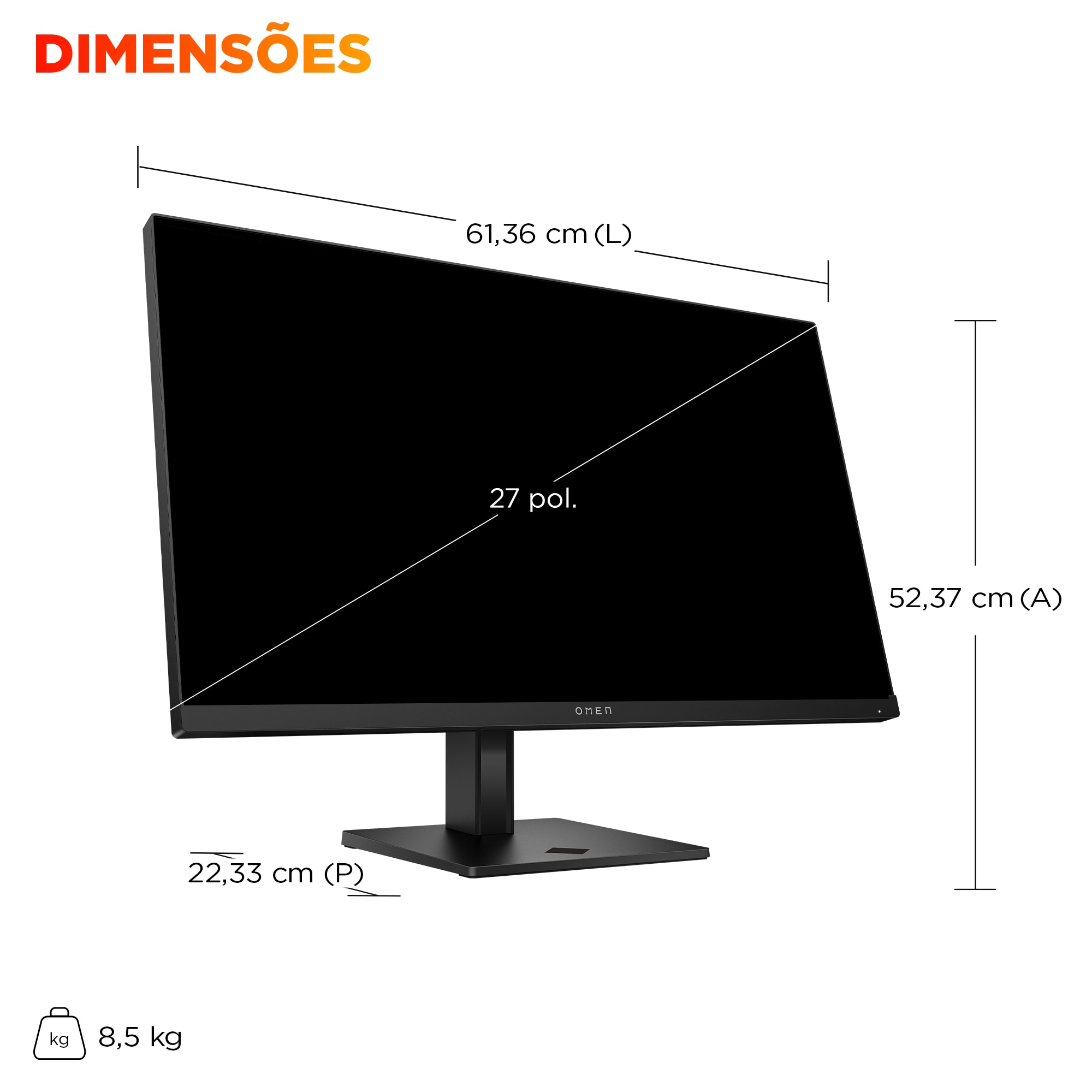 Monitor PC Gaming 68,5cm (27") HP OMEN 27 G2, 180 Hz, Full HD IPS, AMD FreeSync Preto-4
