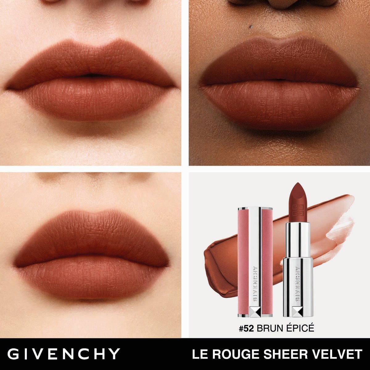 Batom Le Rouge Sheer Velvet - 3,4 g Nº 52 Brun Épicé-2