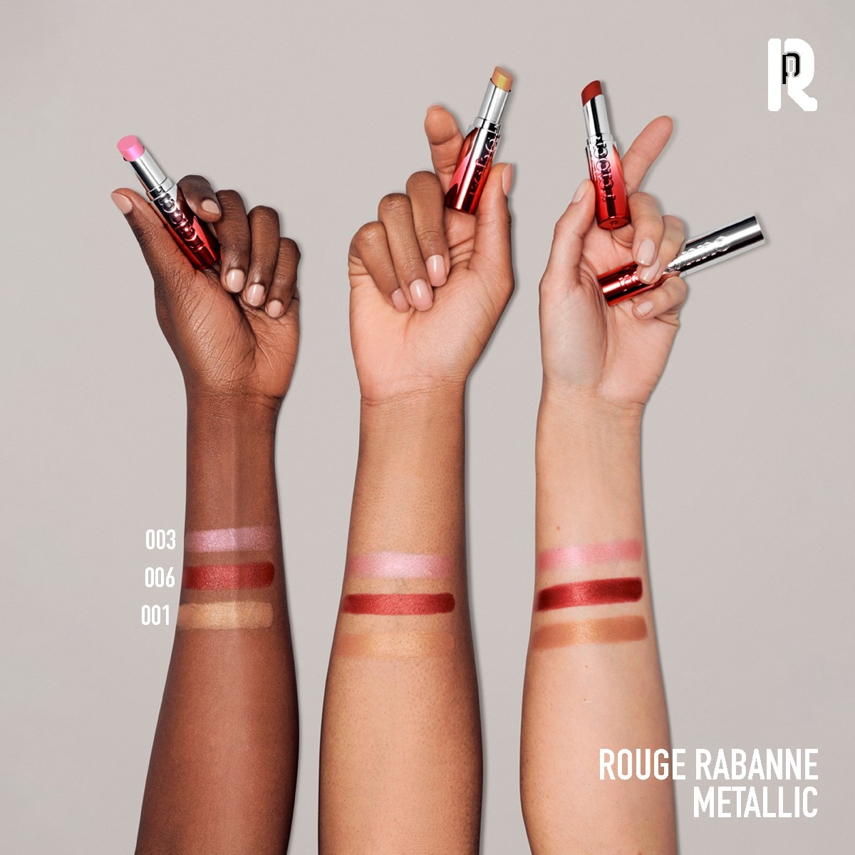 Batom Metálico Hidratante Famous Lipcolor Rabanne 003. Metal Blossom-3
