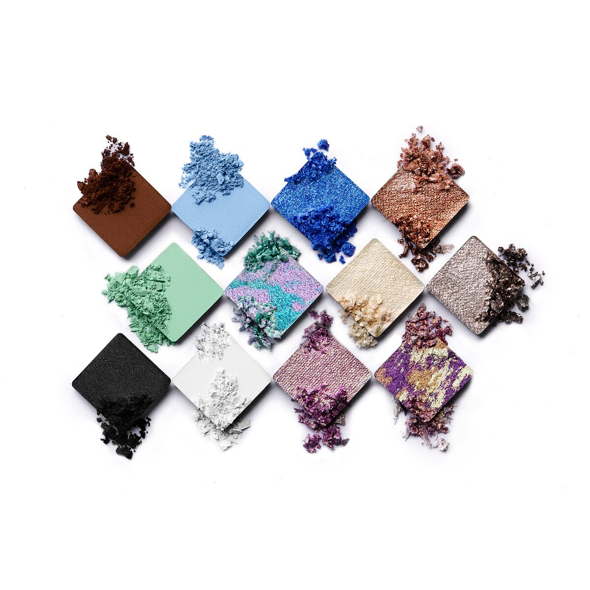 Eye Dare You! Beyond Paleta de Sombras 01 Bot - Matte Brown 02 Hack - Matte Periwinkle 03 Avatar - Shimmer Blue 04 Rewired - Duo Melange Bronze 05 Sync - Matte Mint 06 Pixel - Duo Melange Blue 07 AI - Iridescent Opal 08 Voltage - Metallic Silver 09 Override - Demi-Matte Black 10 Cloud - Matte White 11 Matrix - Iridescent Lilac 12 Glitch - Trio Melange Purple-3