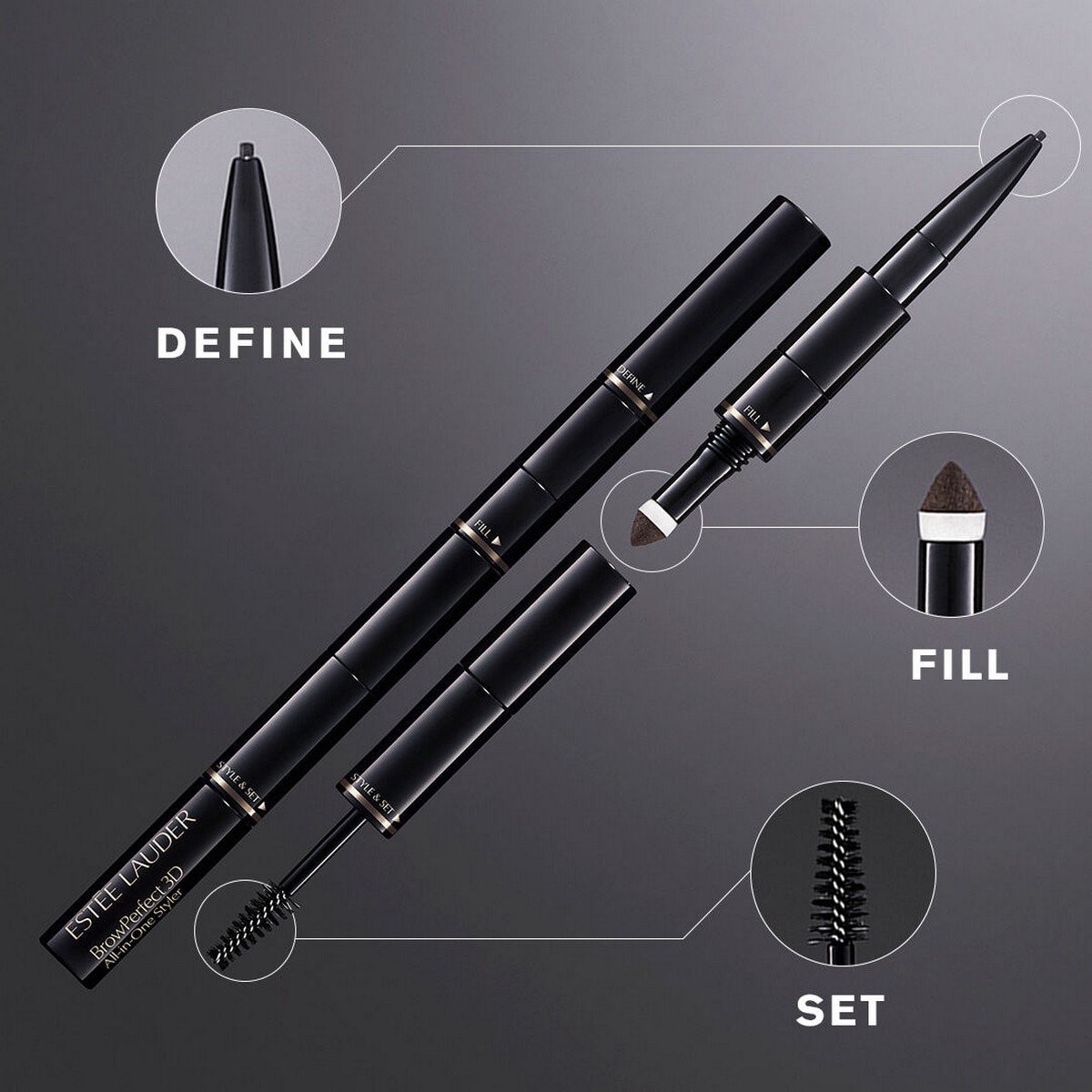 Lápis de Sobrancelhas BrowPerfect 3D All-in-One Styler Multi-Tasker - 2,07 g Blackener Brown-4