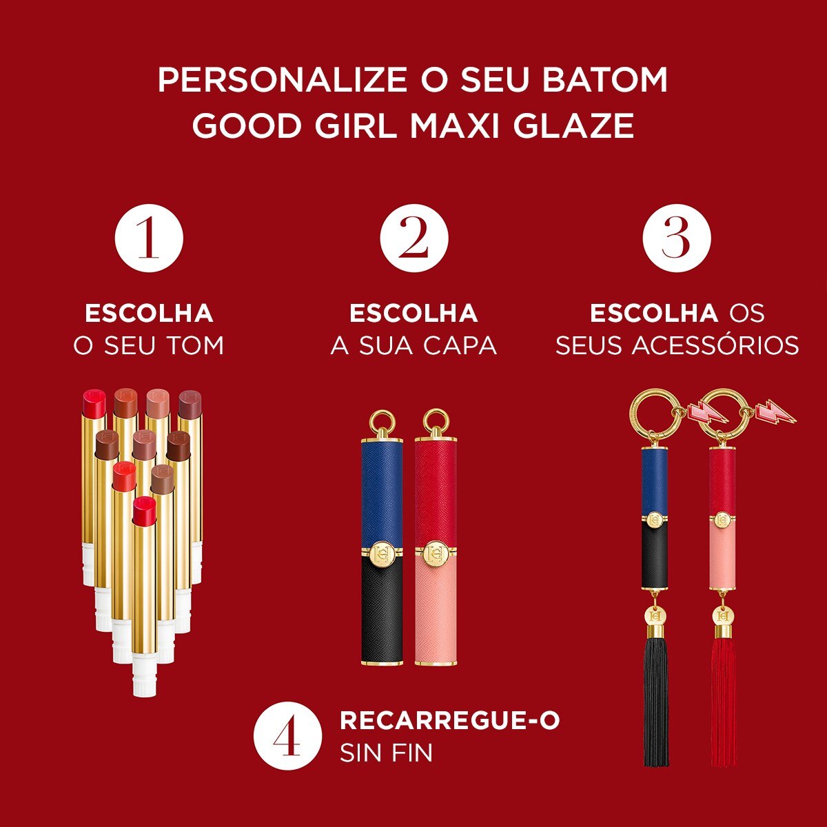 Embalagem para Batom Good Girl Maxi Glaze Vermelho e Rosa-4
