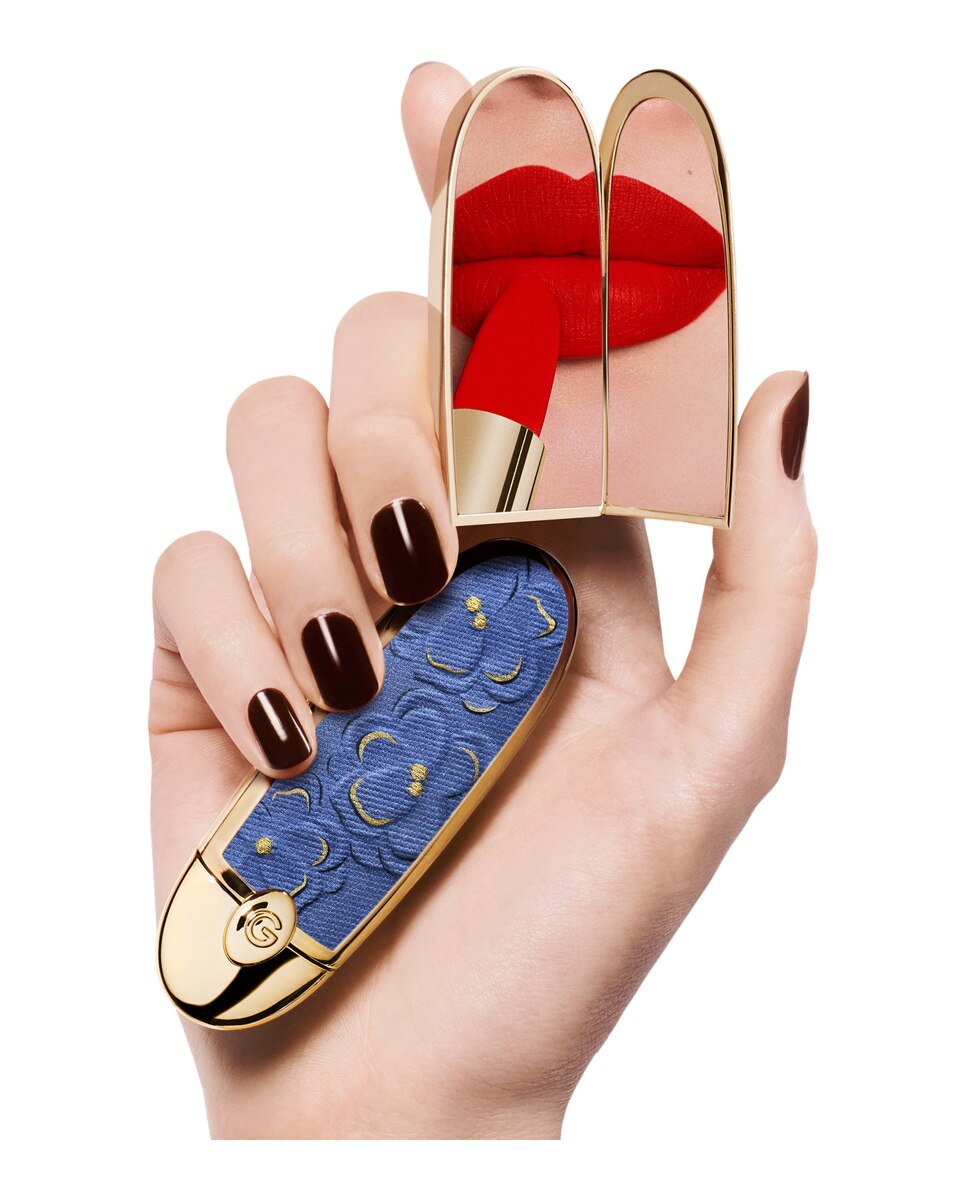 Caixa de Batom com Espelho Duplo Rouge G Blooming Denim FLORA-4