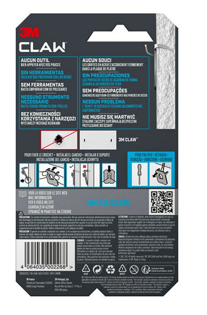 Gancho Fixador de Quadros Paredes 2 Unidades - 7 kg Cinzento-5