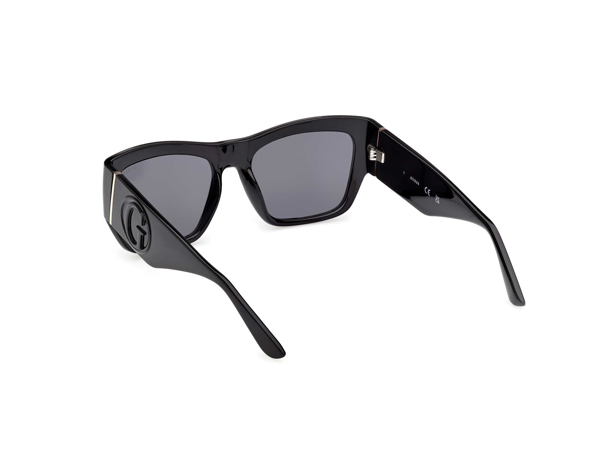Óculos de Sol Quadrados Preto Brilhante 3