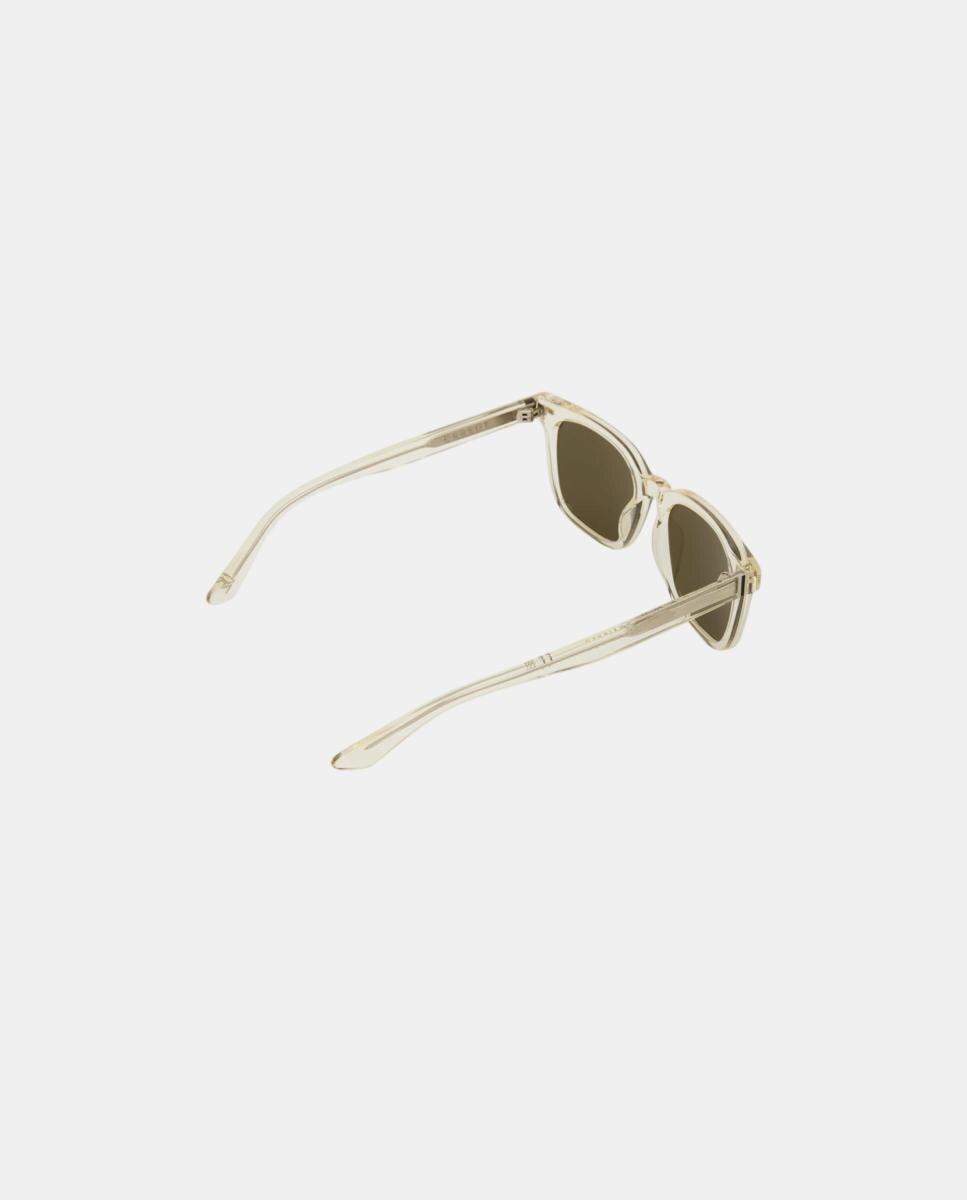Óculos de sol com armação em Champagne translucido brilhante com lentes cinzentas 4