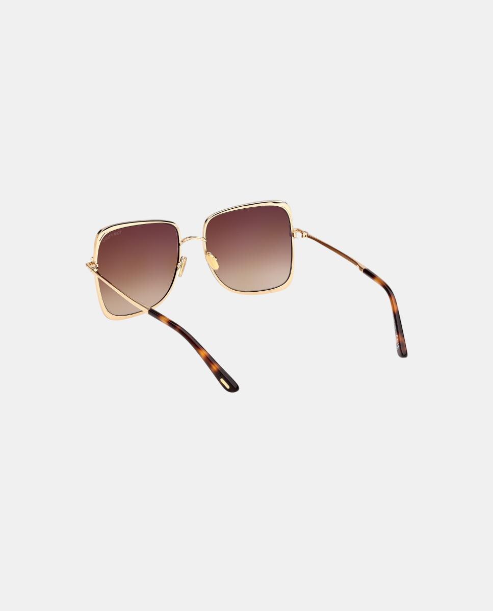 Óculos de sol geométricos dourados com lentes castanho degradé 4