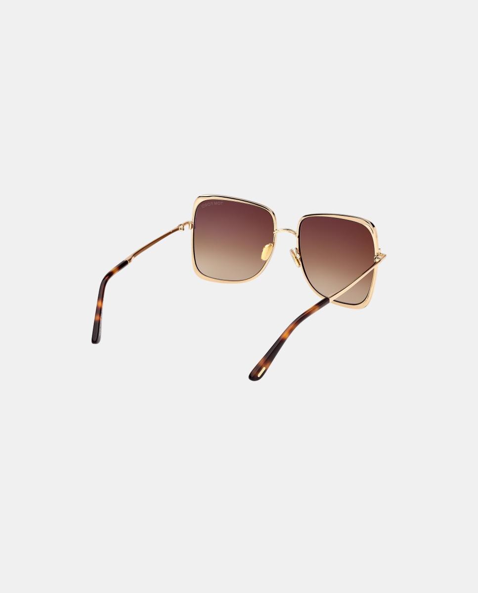 Óculos de sol geométricos dourados com lentes castanho degradé 6