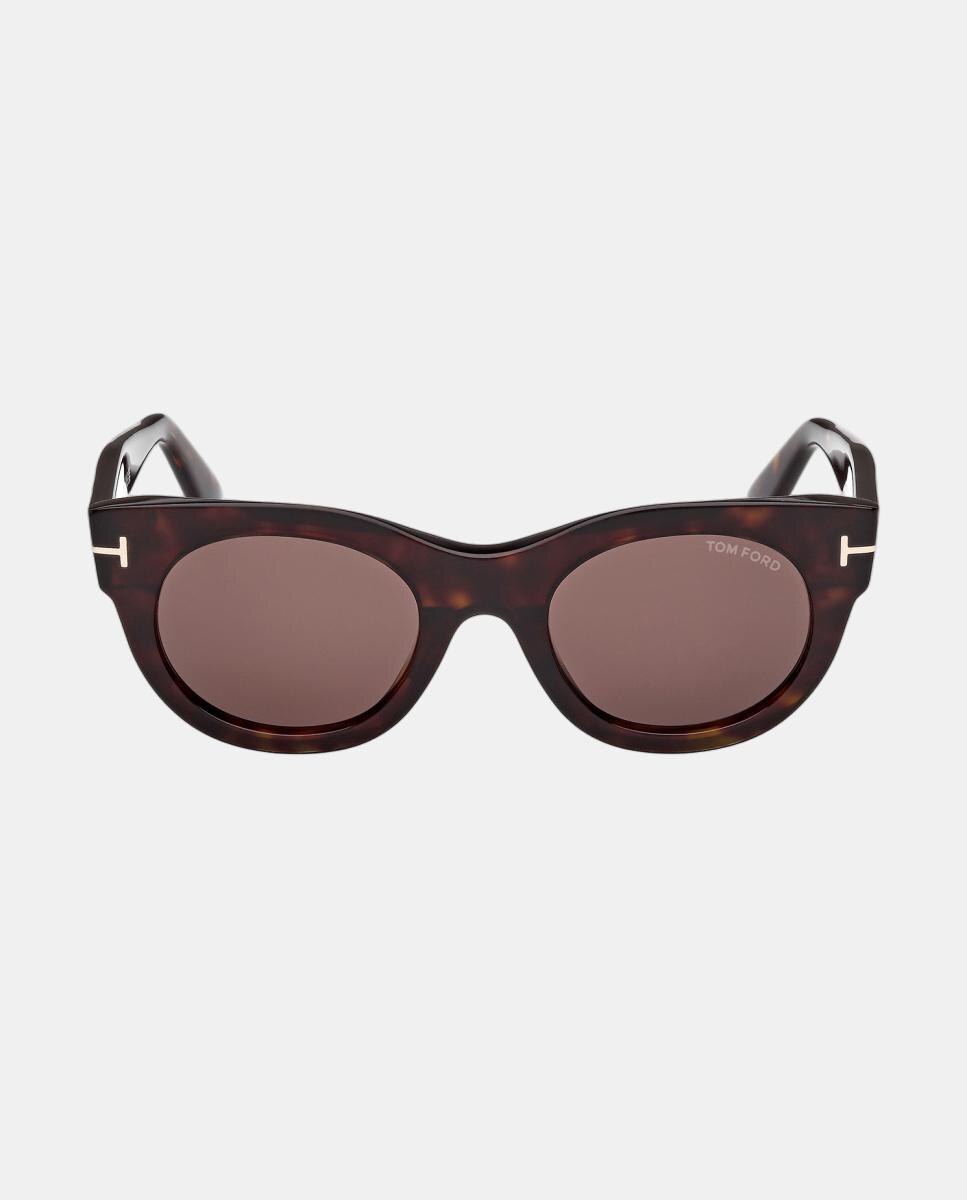 Óculos de sol redondos havana com lentes castanhas 2